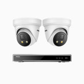 H800X - 4K 8 Channel 2 Cameras PoE Security System, 1/1.8'' BSI Sensor, f/1.6 Aperture (0.003 Lux), Siren & Strobe Alarm,Two-Way Audio, Human & Vehicle Detection, Perimeter Protection, Works with Alexa